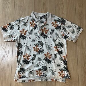 Arrow Floral Polo Shirt in Cream, Brown and Green